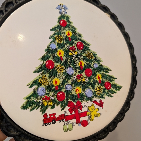 Holiday Cast Iron Trivet with Christmas Tree Design - Picture 3 of 6